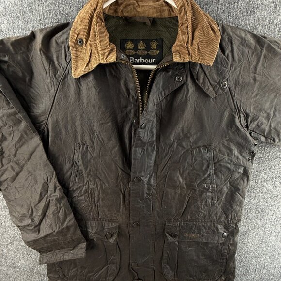 Barbour Truss Waxed Jacket Men Full Zip Lightweight Small Black Hunting Outdoor - Picture 1 of 16